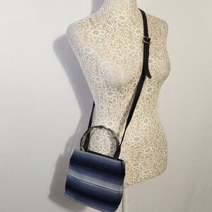 Salvatore Ferragamo Women's Small Blue Vera Ribbon Leather Crossbody Handle Bag